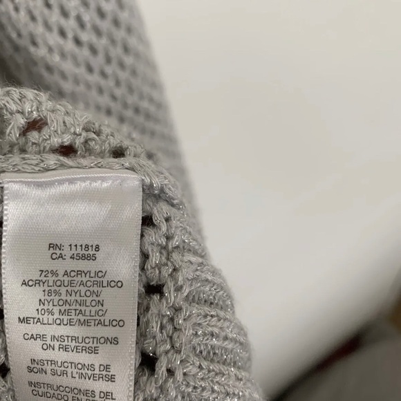 Michael Kors Metallic silver open knit sweater v neck - Picture 6 of 9